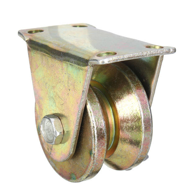 2pcs 660lb 2 Inch V Type Wheel Sliding Gate Roller Steel Wheel Track Rail with Bracket Casters