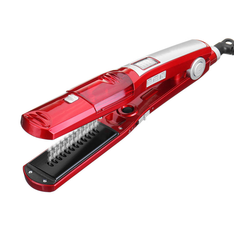 Professional Ceramic Vapor Steam Hair Straightener Brush Flat Iron Fast Heating