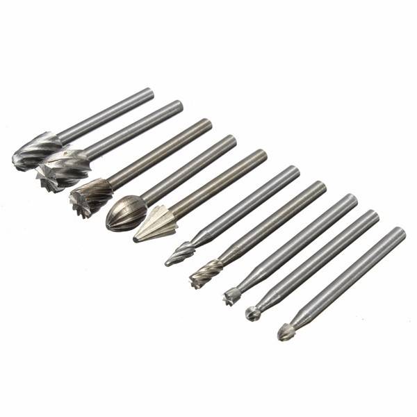 Drillpro RB2 10pcs HSS Router Bits Burr For Dremel and Rotary Engraving Woodworking Tool
