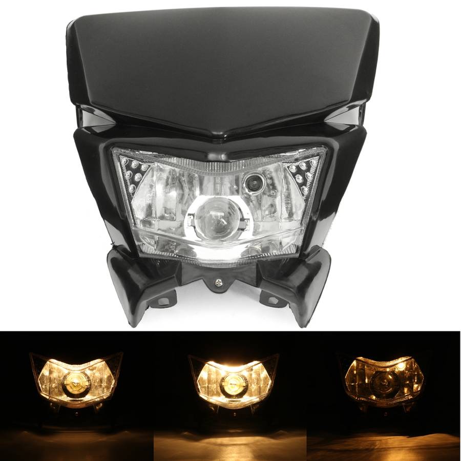 12V Motorcycle Fairing Headlight Lamp Hi/Lo Beam Street Fighter Dirtbike Universal