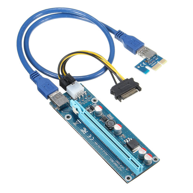 0.6m USB3.0 PCI-E Express 1x to16x Extender Riser Board Card Adapter SATA Cable Mining