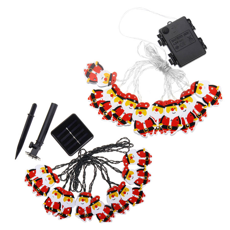 Solar/Battery Powered 4M 10LEDs Warm White Santa Claus Shaped Fairy String Light for Christmas