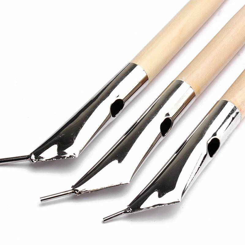 3 Pcs Stainless Steel Pottery Clay Sculpture Wax Printing Batik Knives Pens