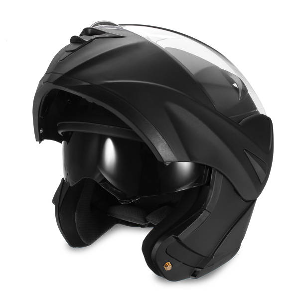 Motorcycle Helmet Full Face Dual Visor Modular Open Double Lens Safety Matte Black