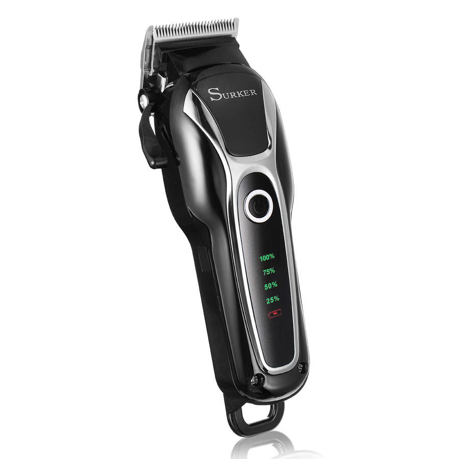 SURKER Electric Hair Clipper Rechargeable Trimmer Beard LED Display Steel Blade Washable 110V 240V