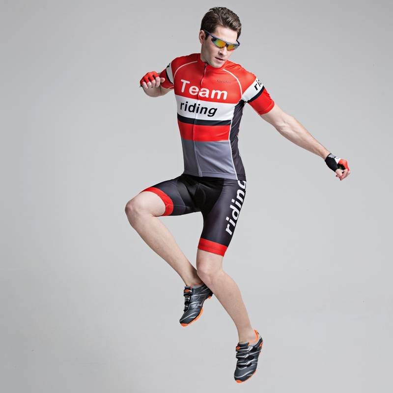 Forider Men Summer Sports Cycling Shorts Bicycle Jersey Quick Dry Cycling Short Sleeve Set Polyester