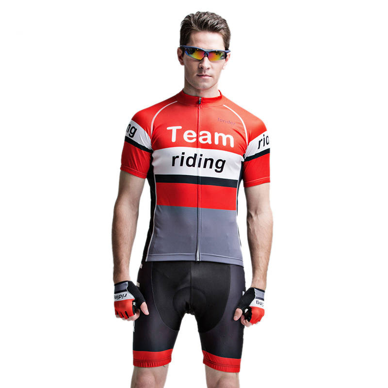 Forider Men Summer Sports Cycling Shorts Bicycle Jersey Quick Dry Cycling Short Sleeve Set Polyester