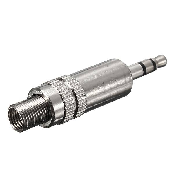 3.5mm 3 Pole Silver Male Repair Headphones Audio Jack Plug Connector