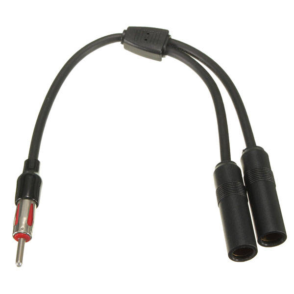 Car Stereo AM FM Antenna Splitter Y Aux Adapter 1 Male 2 Female Plug