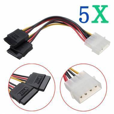 5X 4Pin IDE Molex to ATA SATA Y Splitter Hard Drive Adapter Cable *FREE SHIPPING