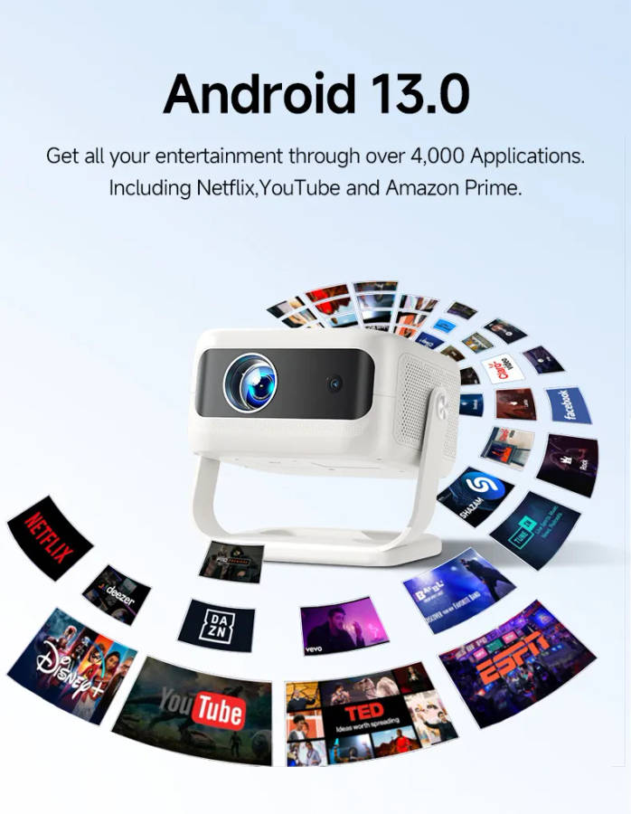 Full HD 1920*1080P Projector Portable Android 13 3D LED Video Projectors