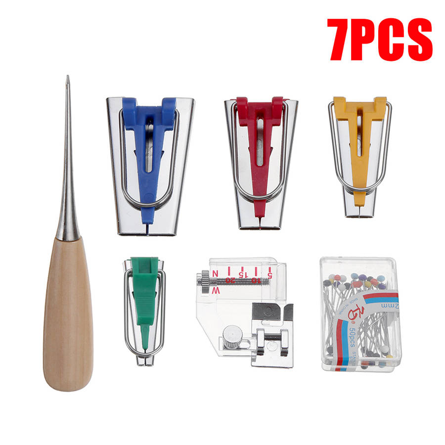 Tape Maker Bias Binder Foot Awl Ball Pin Set Binding Quilting Sewing Replacement