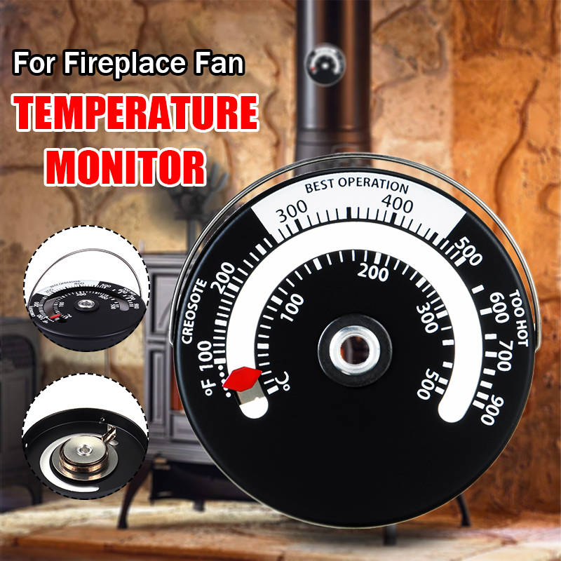 Fireplace Stove Pipe Magnetic Thermometer 0-500â/100-900â Wood Log Fire Flue Burner Stovepipe Gauge Black