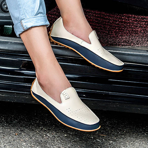 US Size 6.5-11.5 Men Shoes Outdoor Casual Round Toe Slip On Breathable Flats - Beige 8.5
