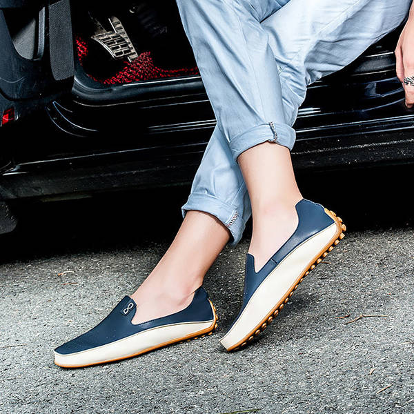 US Size 6.5-11.5 Men Shoes Outdoor Casual Round Toe Slip On Breathable Flats - Beige 8.5
