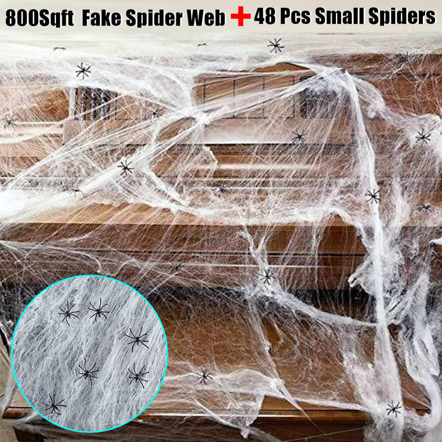 250g Spider Web With 48Pcs Small Spiders Halloween Outdoor Party Decorations Props Supplies