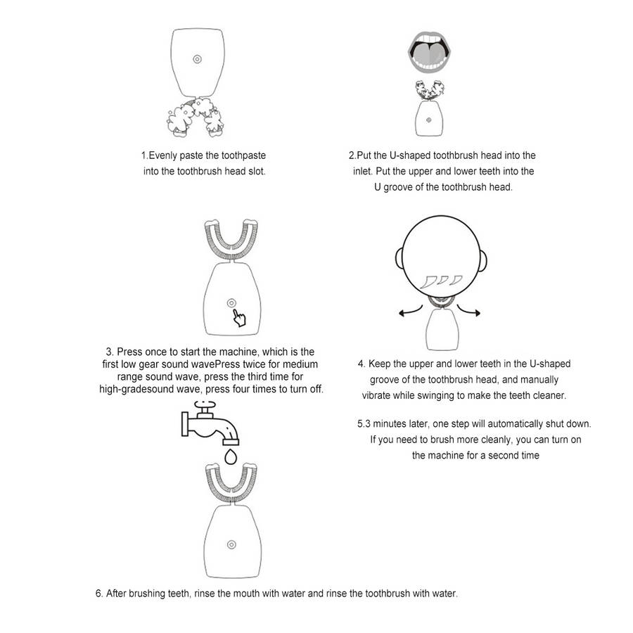 Silicone U-shaped Electric Toothbrush Portable Rechargeable Waterproof Toothbrush
