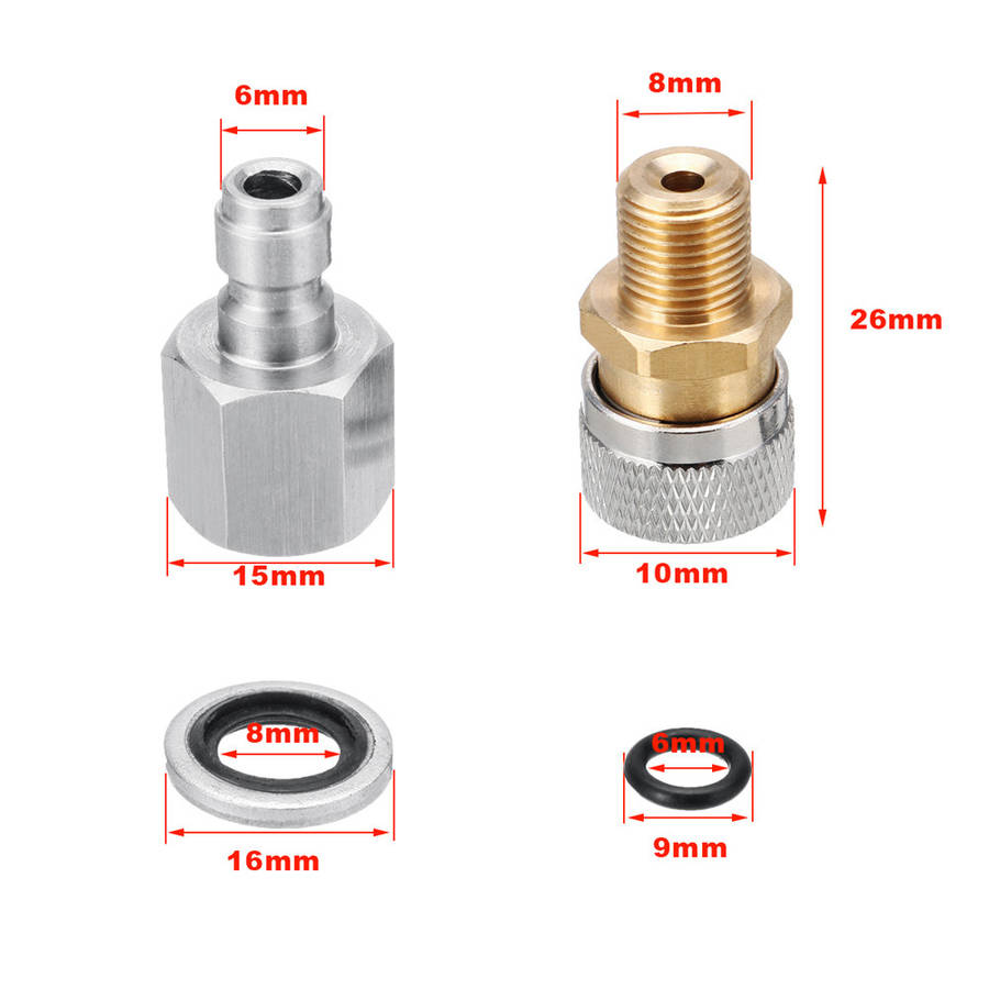 Stainless PCP air rifle filling quick release coupler 1/8 BSPP + 3 QR plugs.