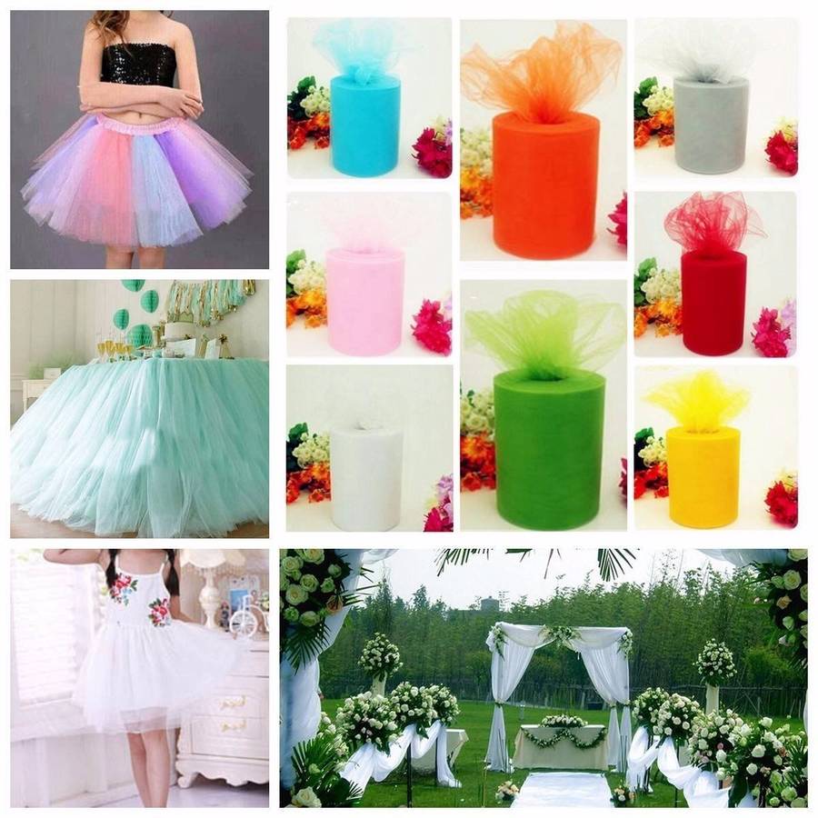 CAMTOA 100 Yard Tulle Roll Sequin Tulle Tutu Trim Craft Wedding DIY Decoration