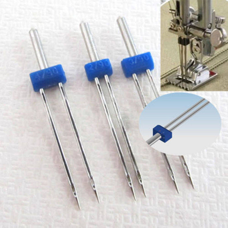 3PCS/set Size 2.0/90-3.0/90-4.0/90 Steel Twin Double Needle Sewing Machine Needles Pins Cloth Dec...