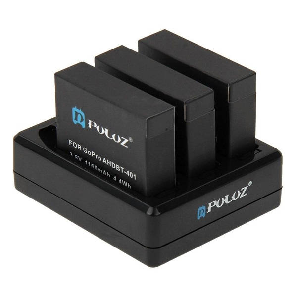 New PULUZ 3-channel Battery Charger for Gopro Hero 4 AHDBT-401