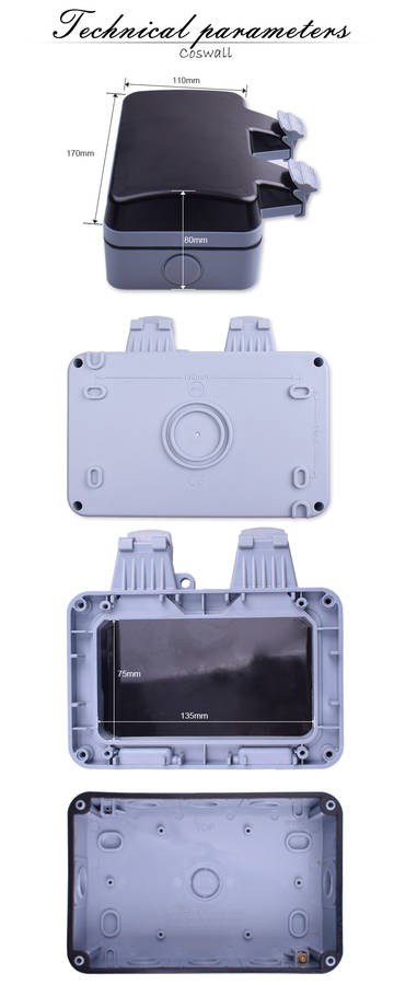 IP66 Waterproof Wall-mounted Power Socket Dust-proof 16A Double EU Standard Electrical Outlet for Bathroom Gardening