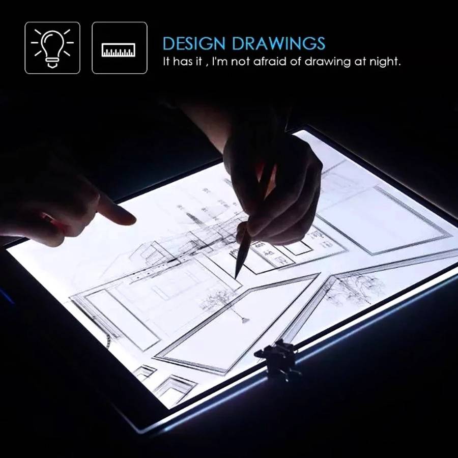 A3 LED Light Pad Tracing Stepless/Three Gear Dimmable Brightness Diamond Painting Board with Scale Art Copy Pad Writing Sketching LED Light Artboard 420*300*4mm