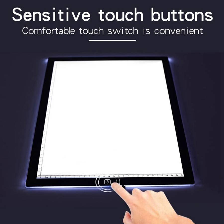 A3 LED Light Pad Tracing Stepless/Three Gear Dimmable Brightness Diamond Painting Board with Scale Art Copy Pad Writing Sketching LED Light Artboard 420*300*4mm