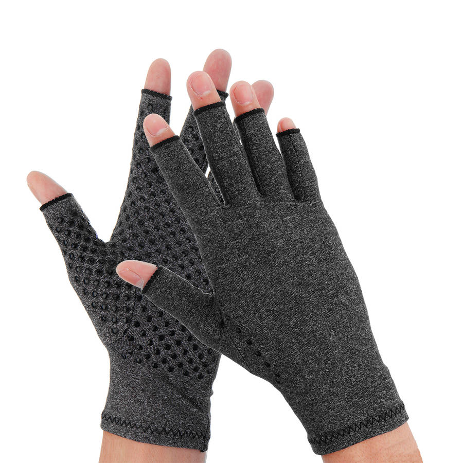 1 Pair Anti Arthritis Gloves Ease Pain Relief Compression Gloves Hand Support Outdoor Fitness Half Finger Gloves