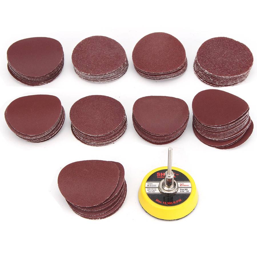 50mm Sanding Disc with 100pcs 60-2000 Grit Round Sandpaper for Polishing