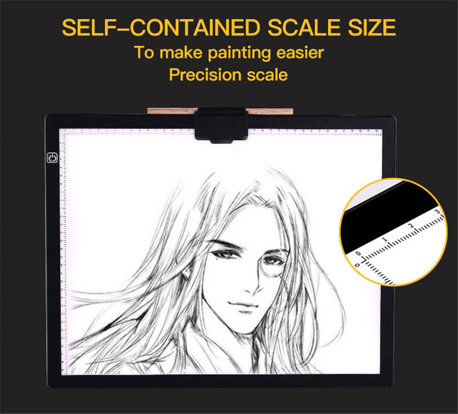A3 LED Light Pad Tracing Stepless/Three Gear Dimmable Brightness Diamond Painting Board with Scale Art Copy Pad Writing Sketching LED Light Artboard 420*300*4mm