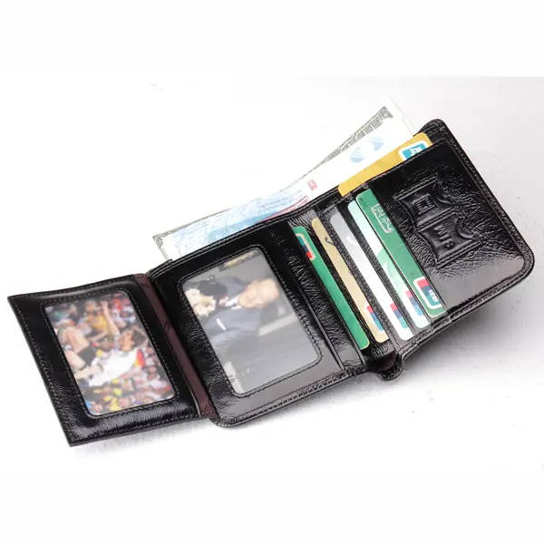 Men Genuine Leather RFID Blocking Secure Tri-fold Wallet