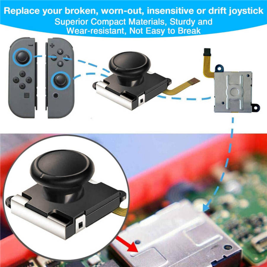 25Pcs 3D Replacement Joystick Analog Thumb Stick Repair Kit Case Cover Cap Repair Tools Set for Nintendo Switch Joy-Con Joycon Game Controller for NS Gamepad