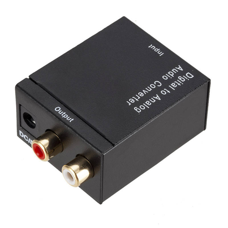 Digital Optical Coax to Analog RCA L/R Audio Converter Adapter with Fiber Cable