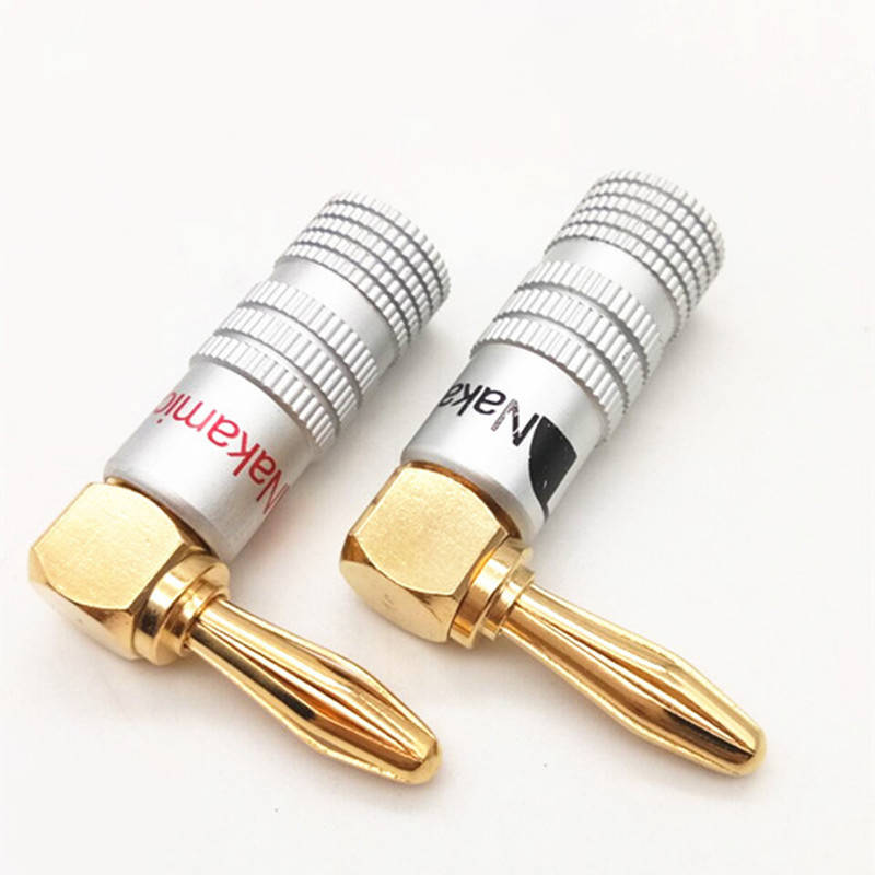 8/12PCS 4MM Banana Musical Speaker Cable Plugs Wear-resistant 90 Degree Right Angel Musical Speaker Cable Connector