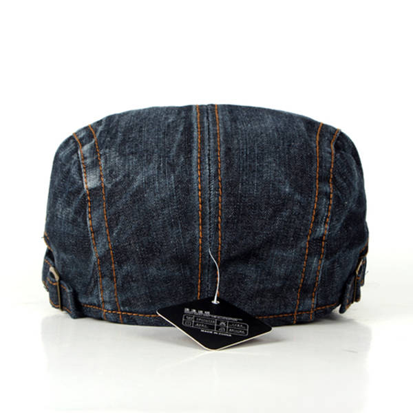 Fashion Mens Washed Denim Beret Caps Vintage Cowboy Flat Sun Cap