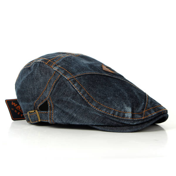 Fashion Mens Washed Denim Beret Caps Vintage Cowboy Flat Sun Cap