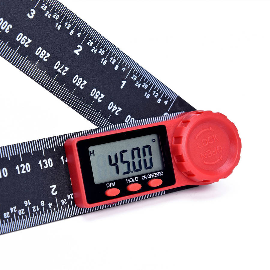2 In 1 Folding Digital LCD Angle Finder Ruler Stainless Steel Ruler 360 Degree Protractor