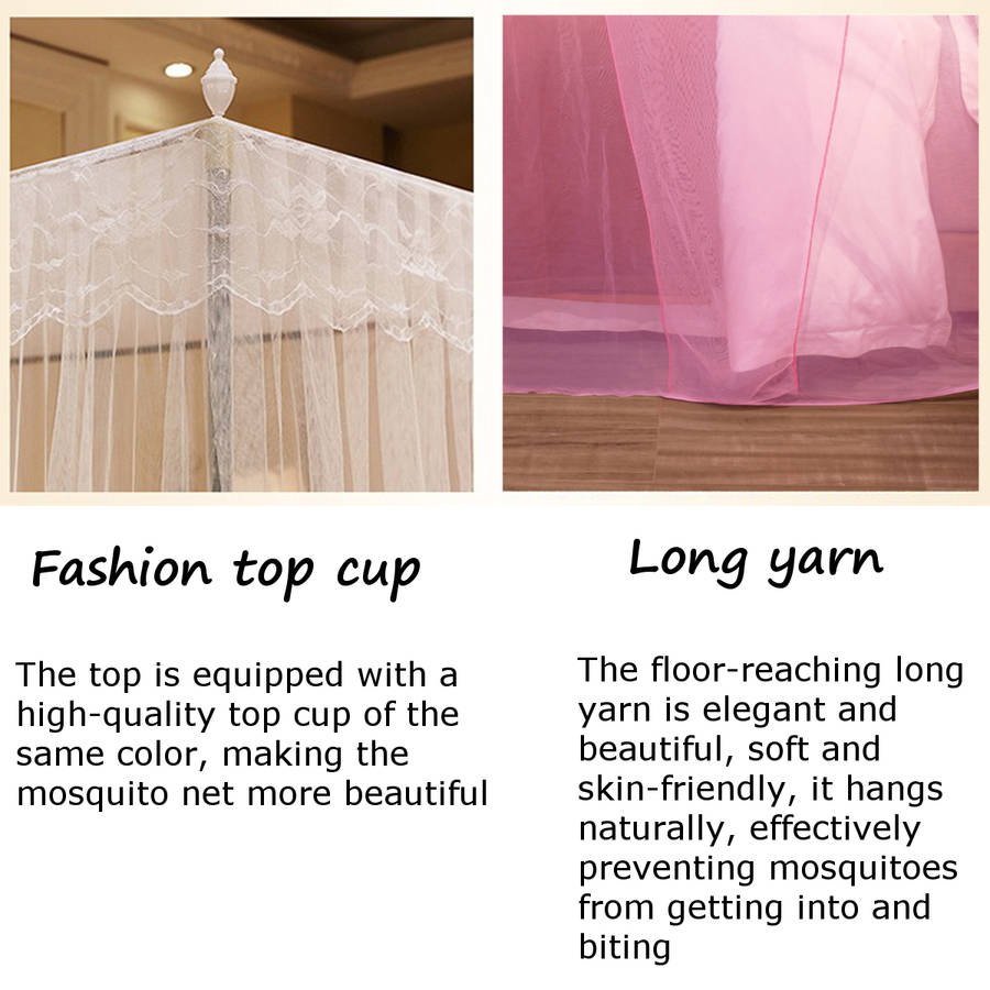 Mosquito Net 4 Corner 180*200CM Big Bed Canopy Home Bedding Lace Elegant