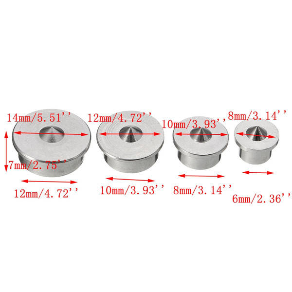 4pcs Dowel Tenon Center Points Pins Set Dowel Joint Alignment Tool 6/8/10/12mm