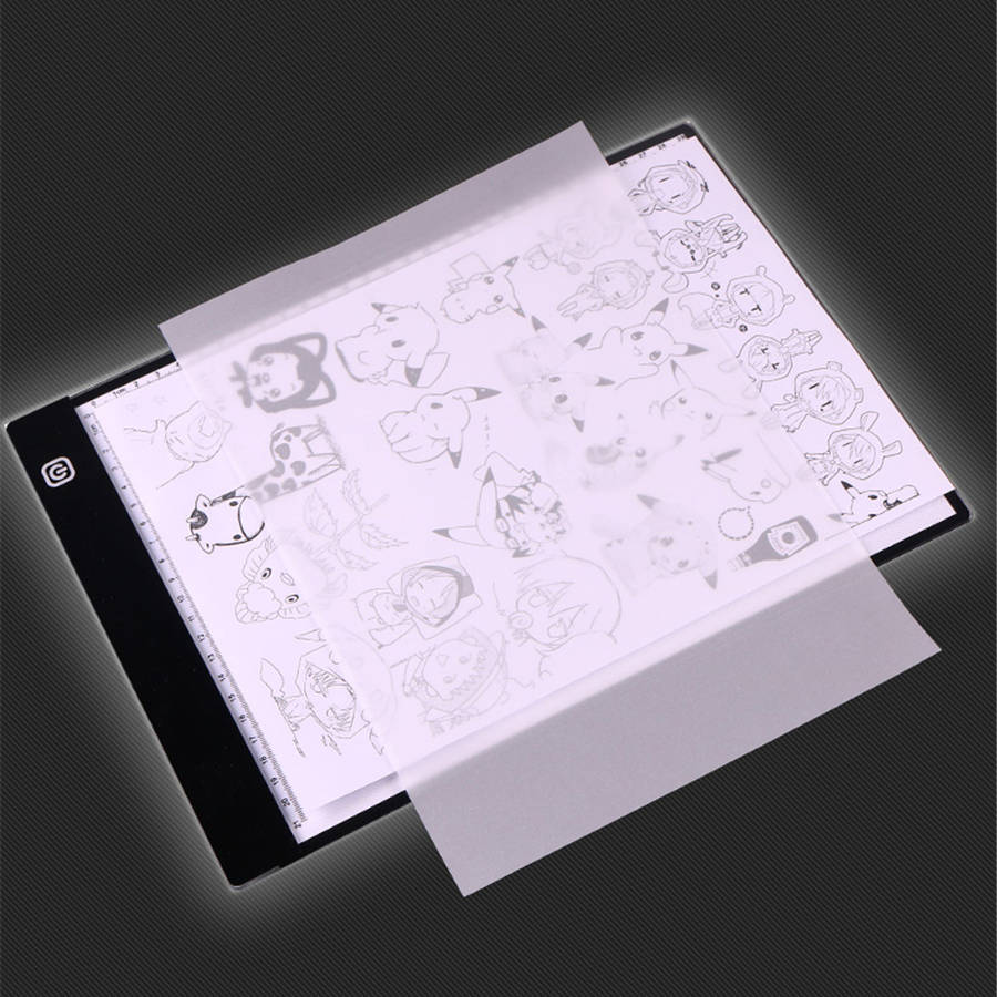A3 LED Light Pad Tracing Stepless/Three Gear Dimmable Brightness Diamond Painting Board with Scale Art Copy Pad Writing Sketching LED Light Artboard 420*300*4mm