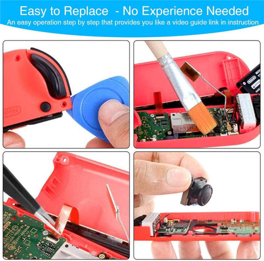 25Pcs 3D Replacement Joystick Analog Thumb Stick Repair Kit Case Cover Cap Repair Tools Set for Nintendo Switch Joy-Con Joycon Game Controller for NS Gamepad