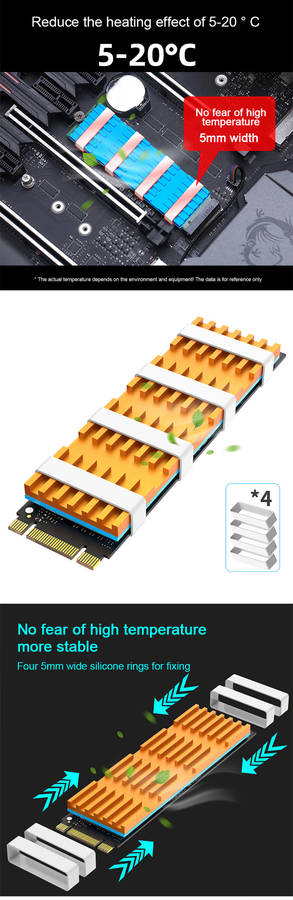 AODUKE AJSRP01 M.2 SSD PCIe Nvme Heat Sink Aluminum Alloy Hard Drive Radiator Solid State Disk Cooler Cooling Vest