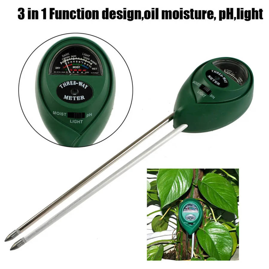 3 in1 PH Garden Soil Tester Professional LCD Temperature Moisture Sunlight Meter
