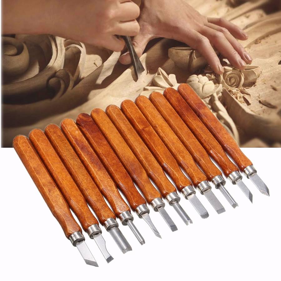 Premium 12Pcs Wood Carving Wood Working Hand Chisel Set Woodworking & Handmade Tools