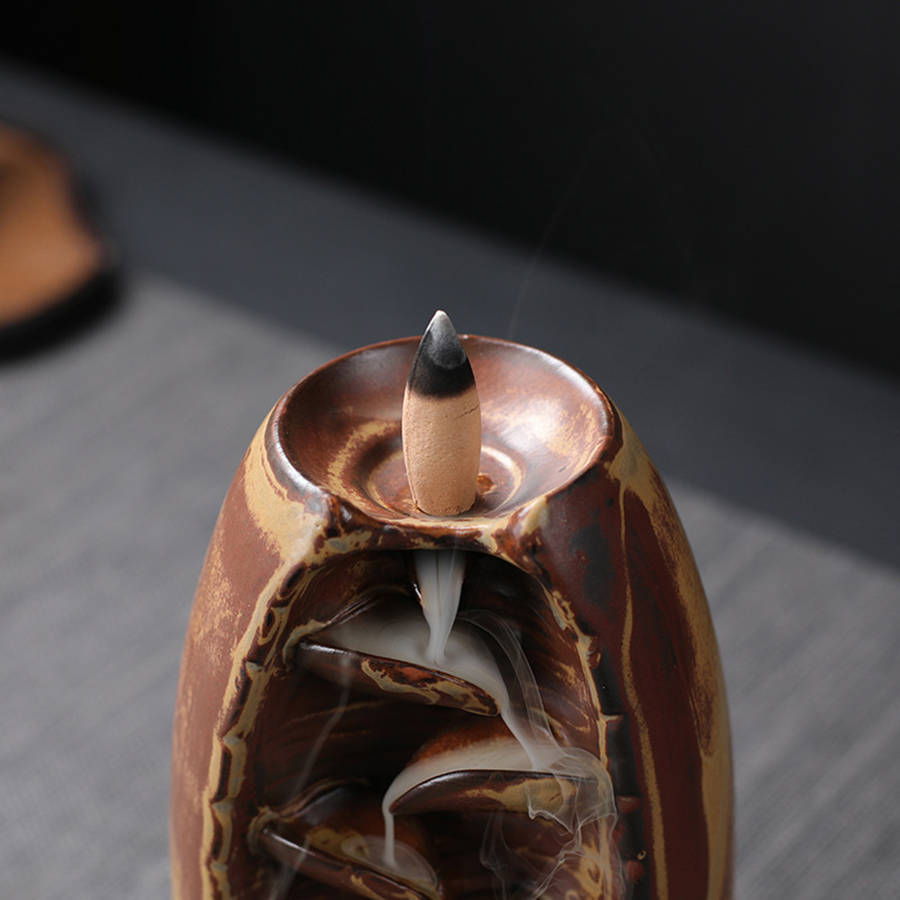Porcelain Backflow Ceramic Cone Incense Burner Holder Buddhist Censer