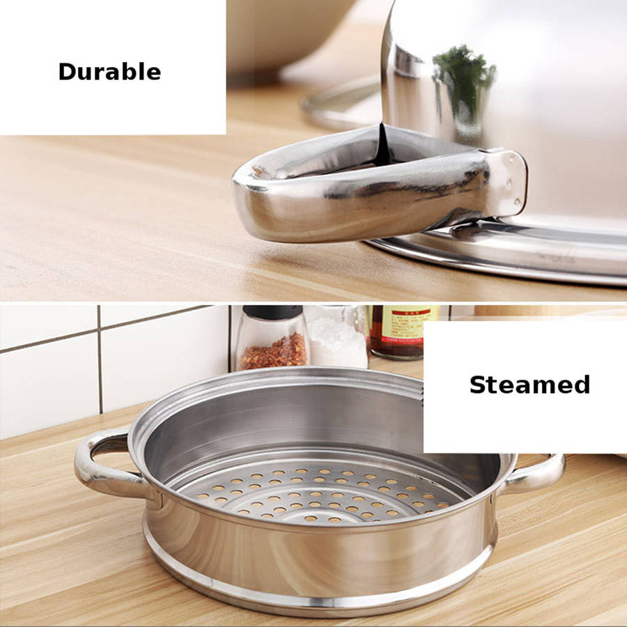 CHUZHIZUN Ztg--z101 Food Steamer Pot Pan Vegetable Cooker Glass 1/2 Tier 26.5CM Stainless Steel Lid
