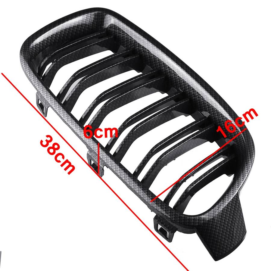 Pair Carbon Fiber Look Front Bumper Grill Grille For BMW 3 F30 F31 F35 2012-2018