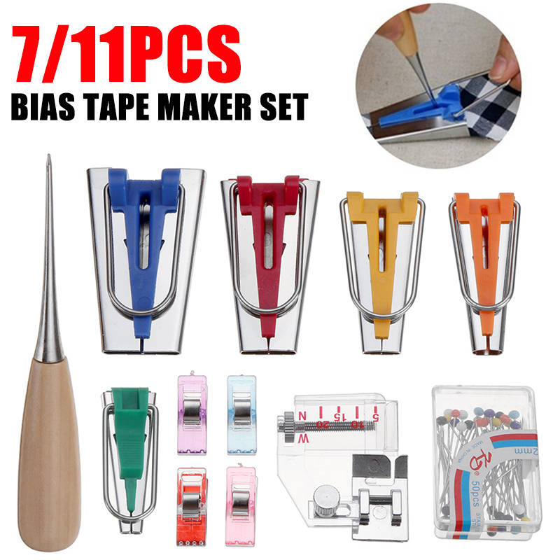 Tape Maker Bias Binder Foot Awl Ball Pin Set Binding Quilting Sewing Replacement