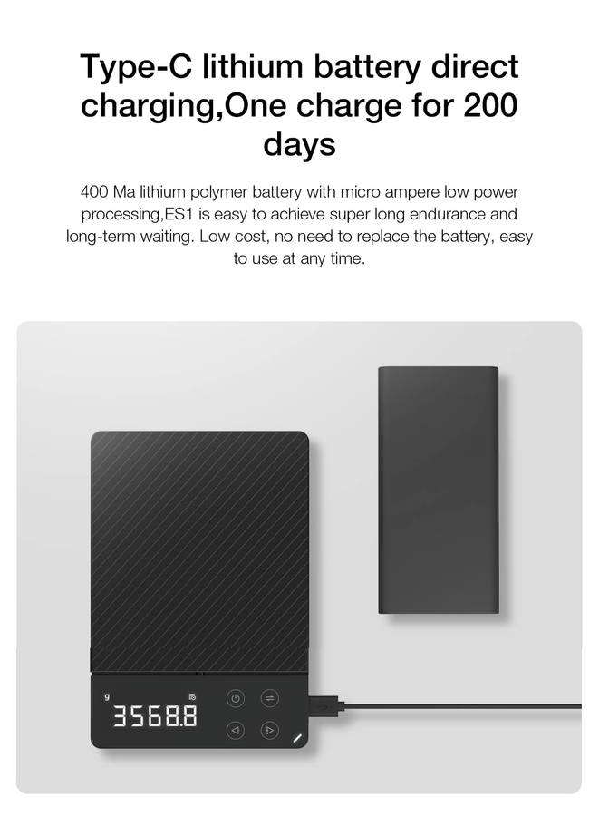 ATuMan DUKA ES1 LCD 0-3kg Rechargeable Kitchen Scale Household Digital Electronic Food Weight Baking Cooking Scale from